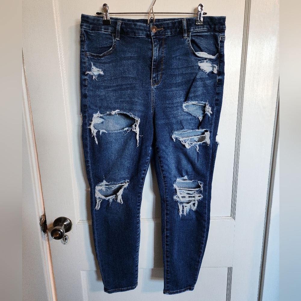 AE Curvy High rise Skinny Next Level Stretch ripped Jegging 16